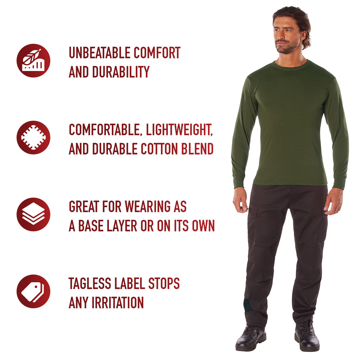 Rothco Long Sleeve Solid T-Shirt LARSON TACTICAL SUPPLY