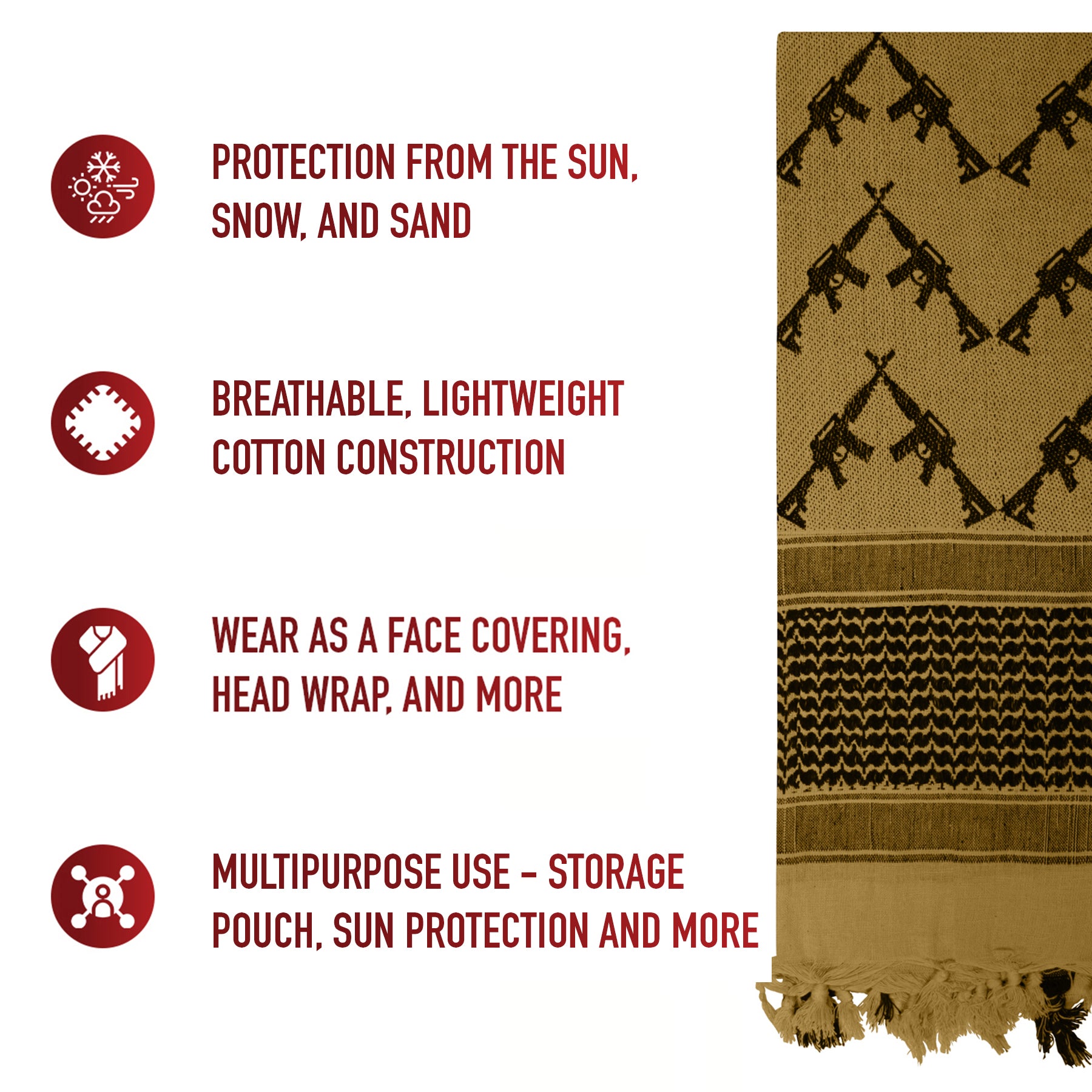 Rothco Crossed Rifles Shemagh Tactical Desert Keffiyeh Scarf LARSON TACTICAL SUPPLY