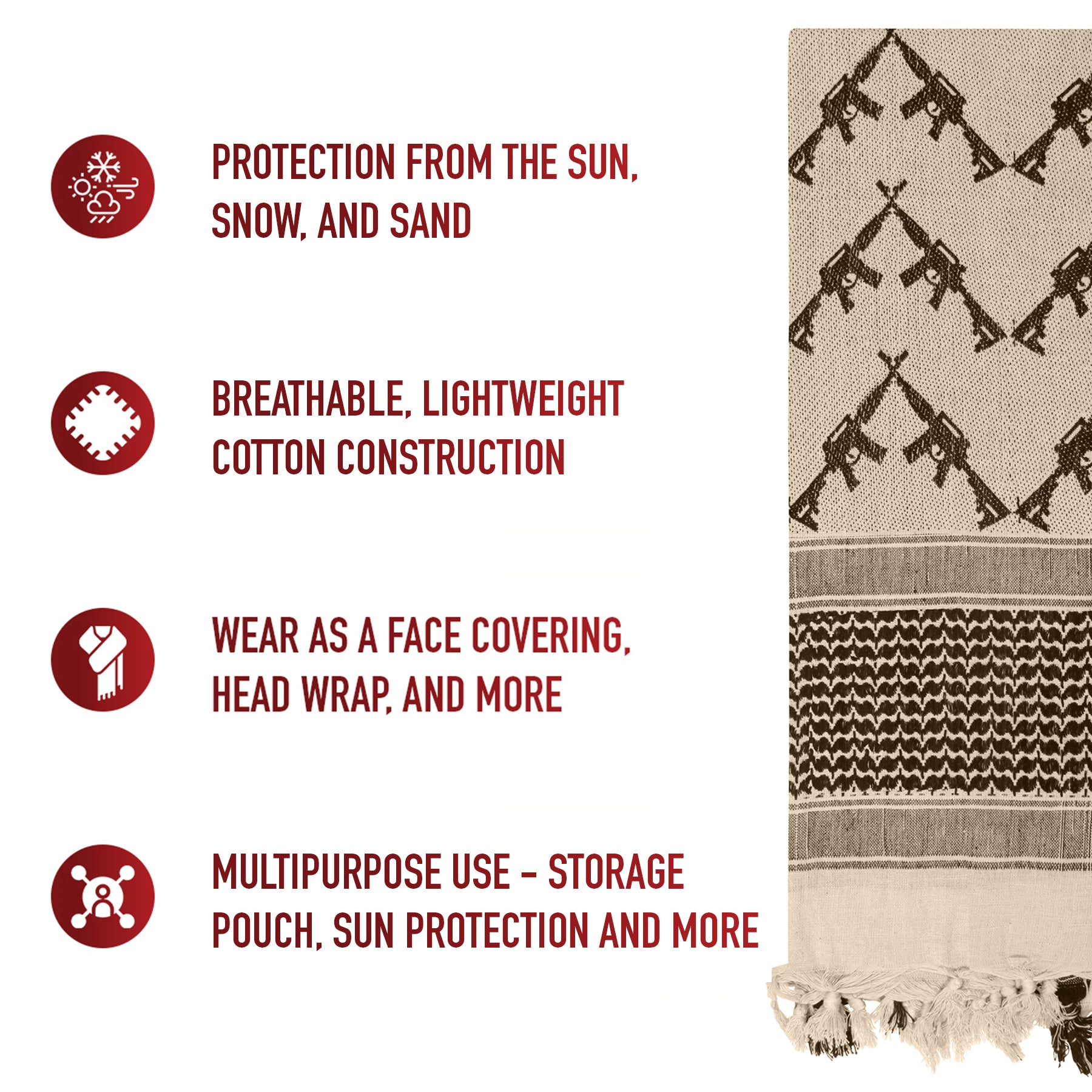 Rothco Crossed Rifles Shemagh Tactical Desert Keffiyeh Scarf LARSON TACTICAL SUPPLY