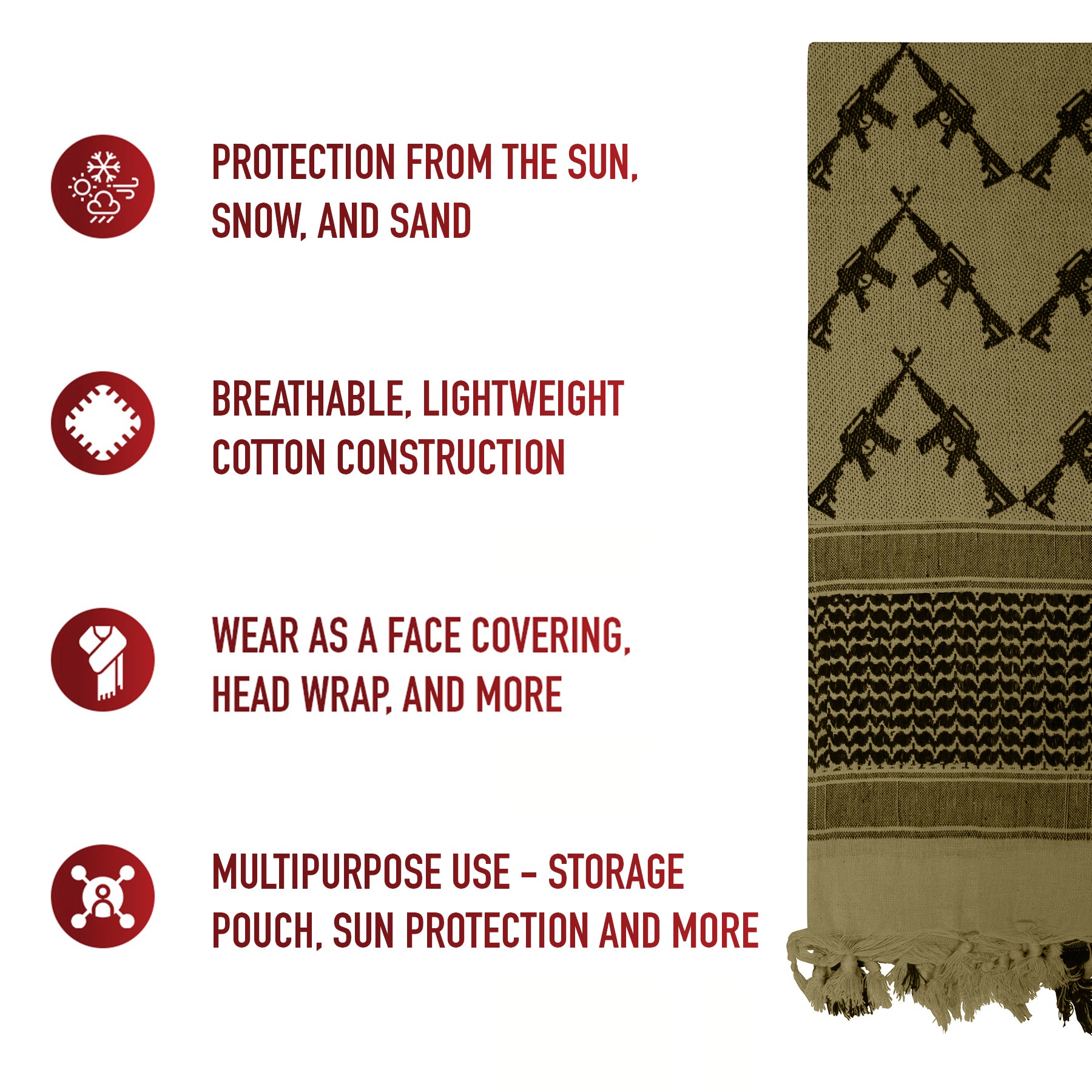 Rothco Crossed Rifles Shemagh Tactical Desert Keffiyeh Scarf LARSON TACTICAL SUPPLY