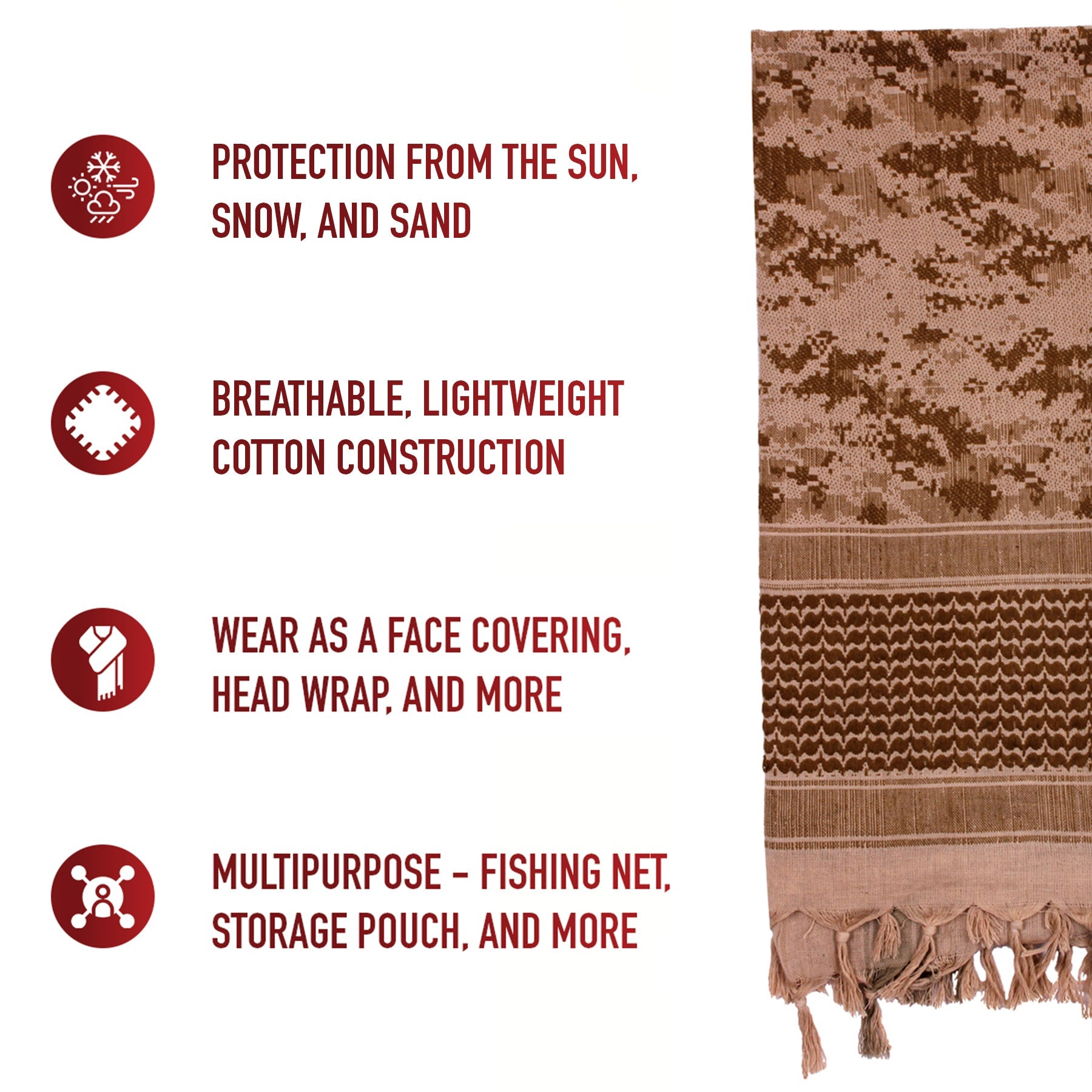 Rothco Digital Camo Shemagh Tactical Desert Keffiyeh Scarf LARSON TACTICAL SUPPLY