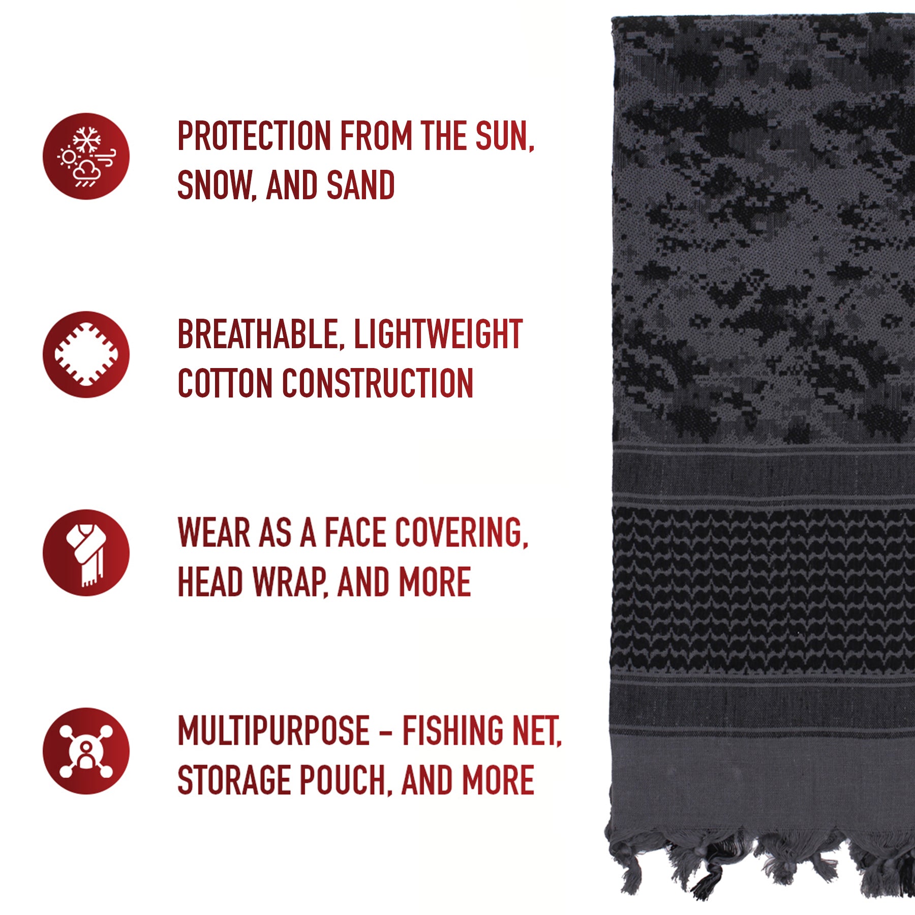 Rothco Digital Camo Shemagh Tactical Desert Keffiyeh Scarf LARSON TACTICAL SUPPLY