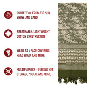 Rothco Digital Camo Shemagh Tactical Desert Keffiyeh Scarf LARSON TACTICAL SUPPLY