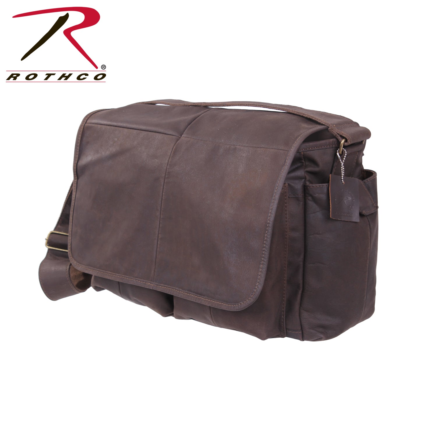 Rothco Brown Leather Classic Messenger Bag LARSON TACTICAL SUPPLY