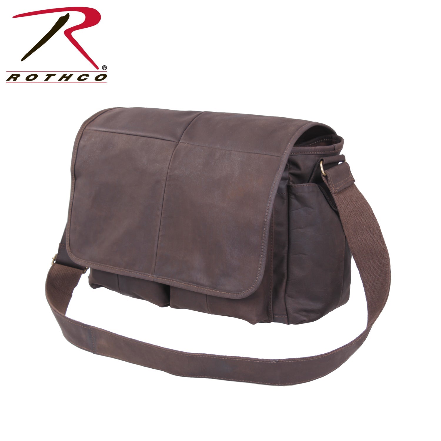 Rothco Brown Leather Classic Messenger Bag LARSON TACTICAL SUPPLY