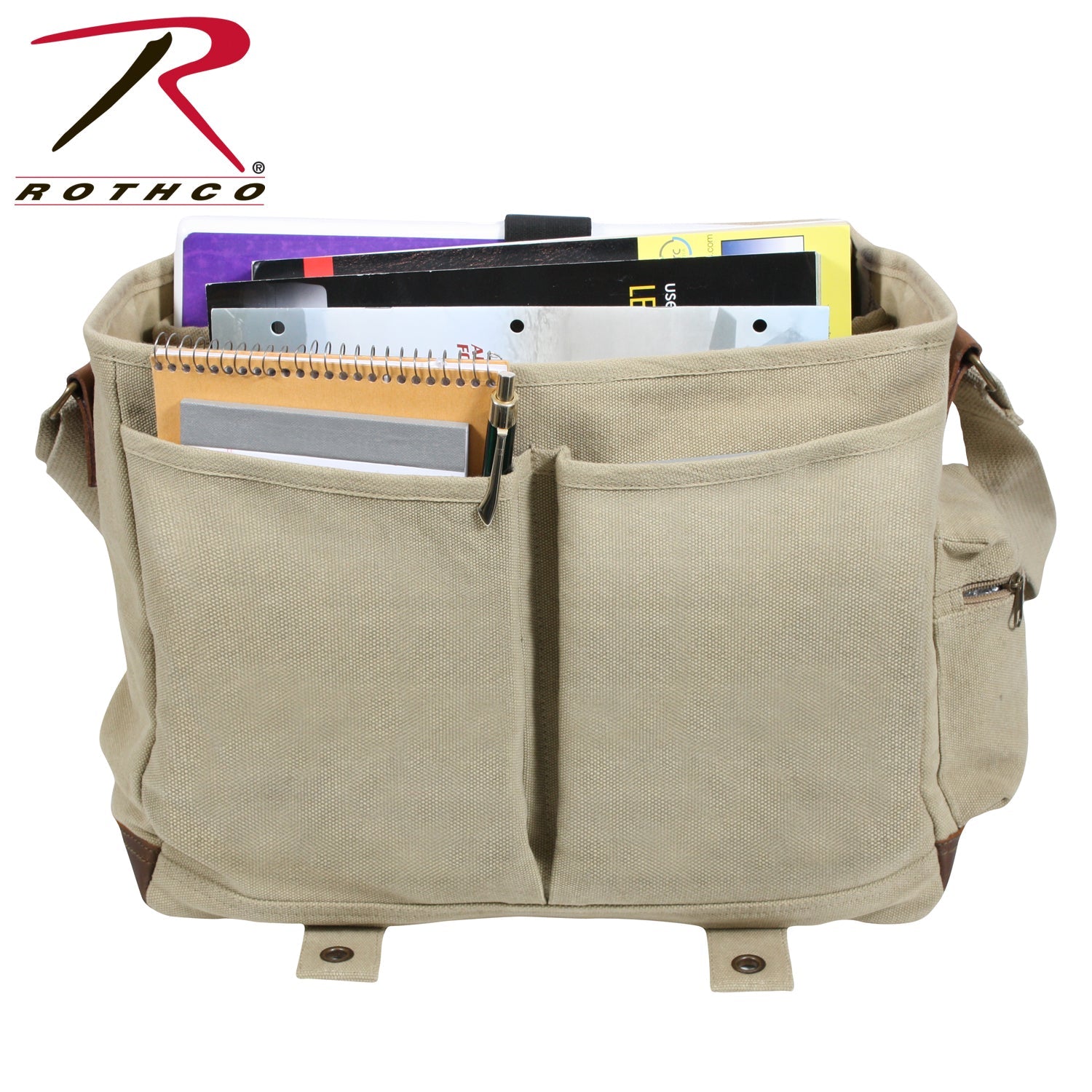 Rothco Vintage Canvas Pathfinder Laptop Bag With Leather Accents LARSON TACTICAL SUPPLY