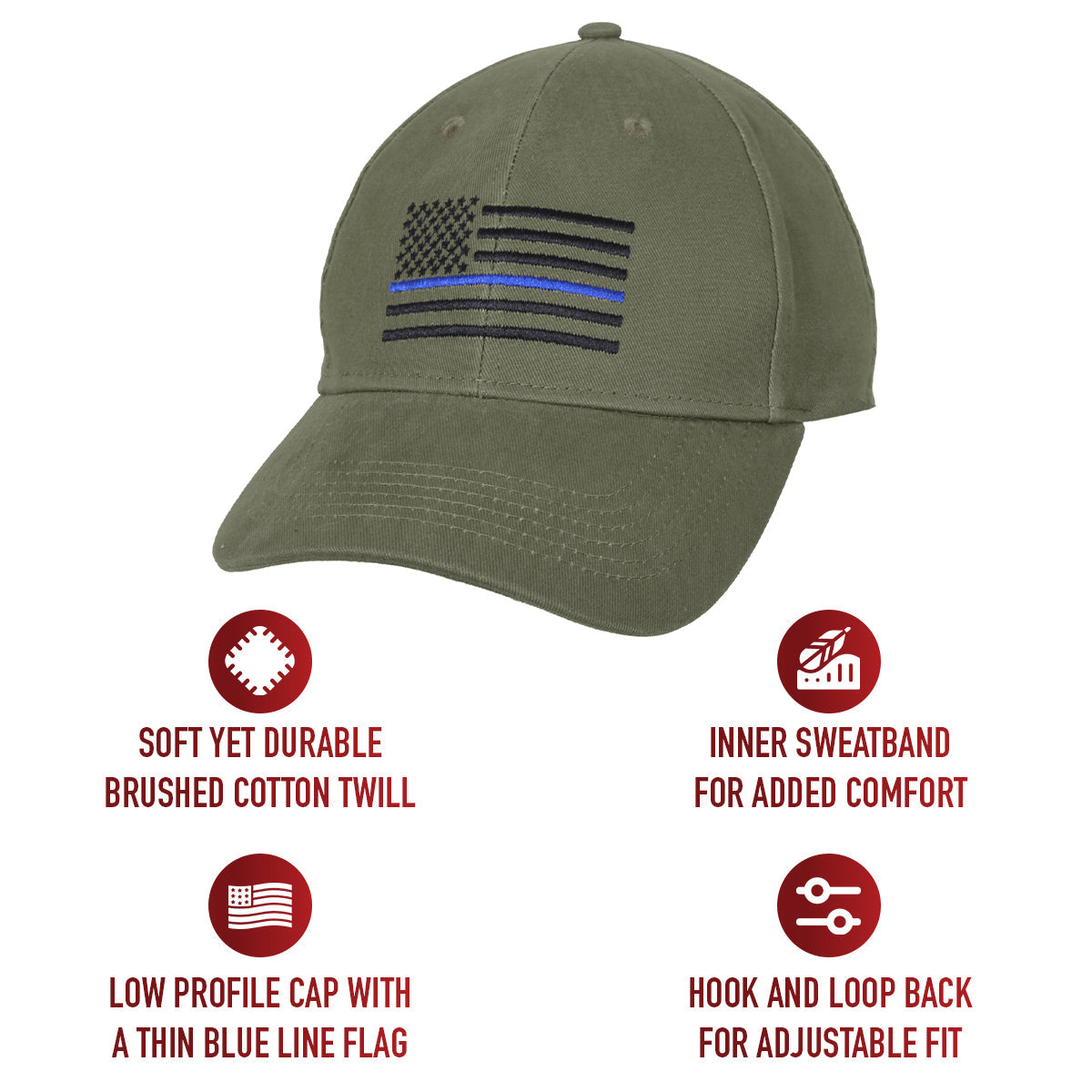 Rothco Thin Blue Line Flag Low Profile Cap LARSON TACTICAL SUPPLY