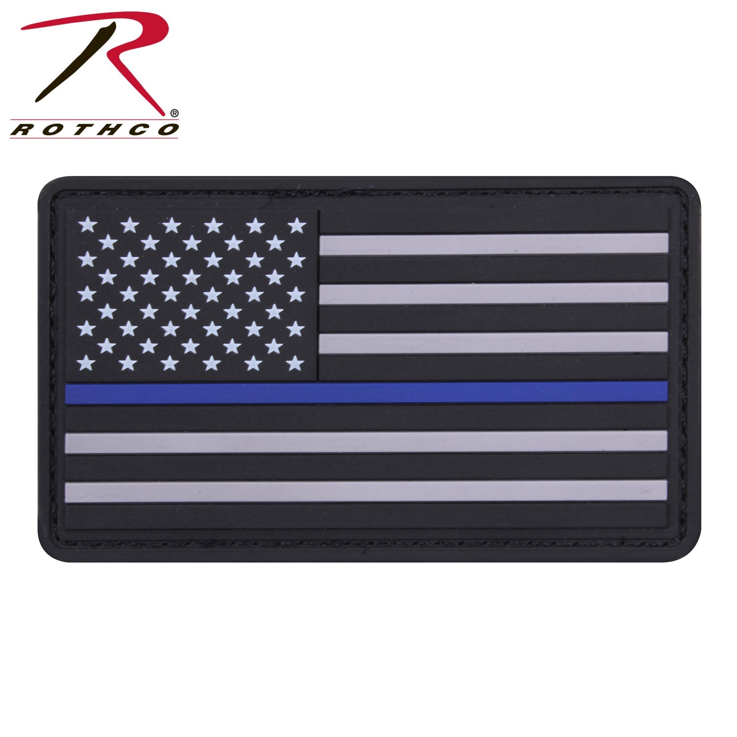 Rothco PVC Thin Blue Line Flag Patch - Hook Back LARSON TACTICAL SUPPLY