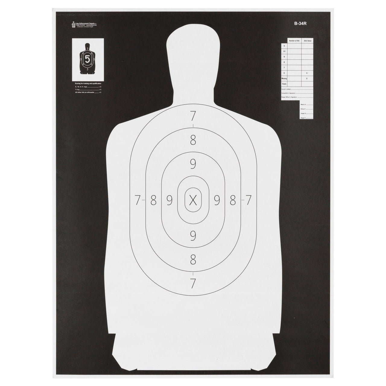 Action Tgt B34 Blk/wht Silho 100pk Action Target