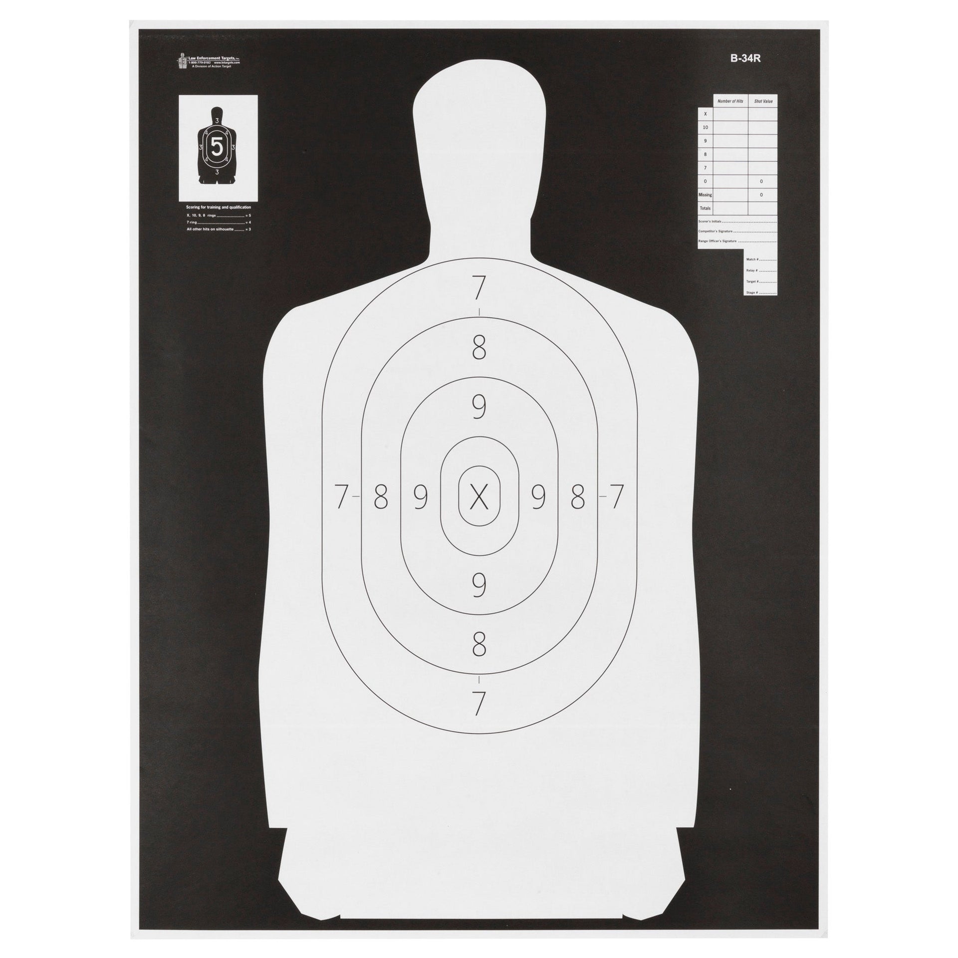 Action Tgt B34 Blk/wht Silho 100pk Action Target