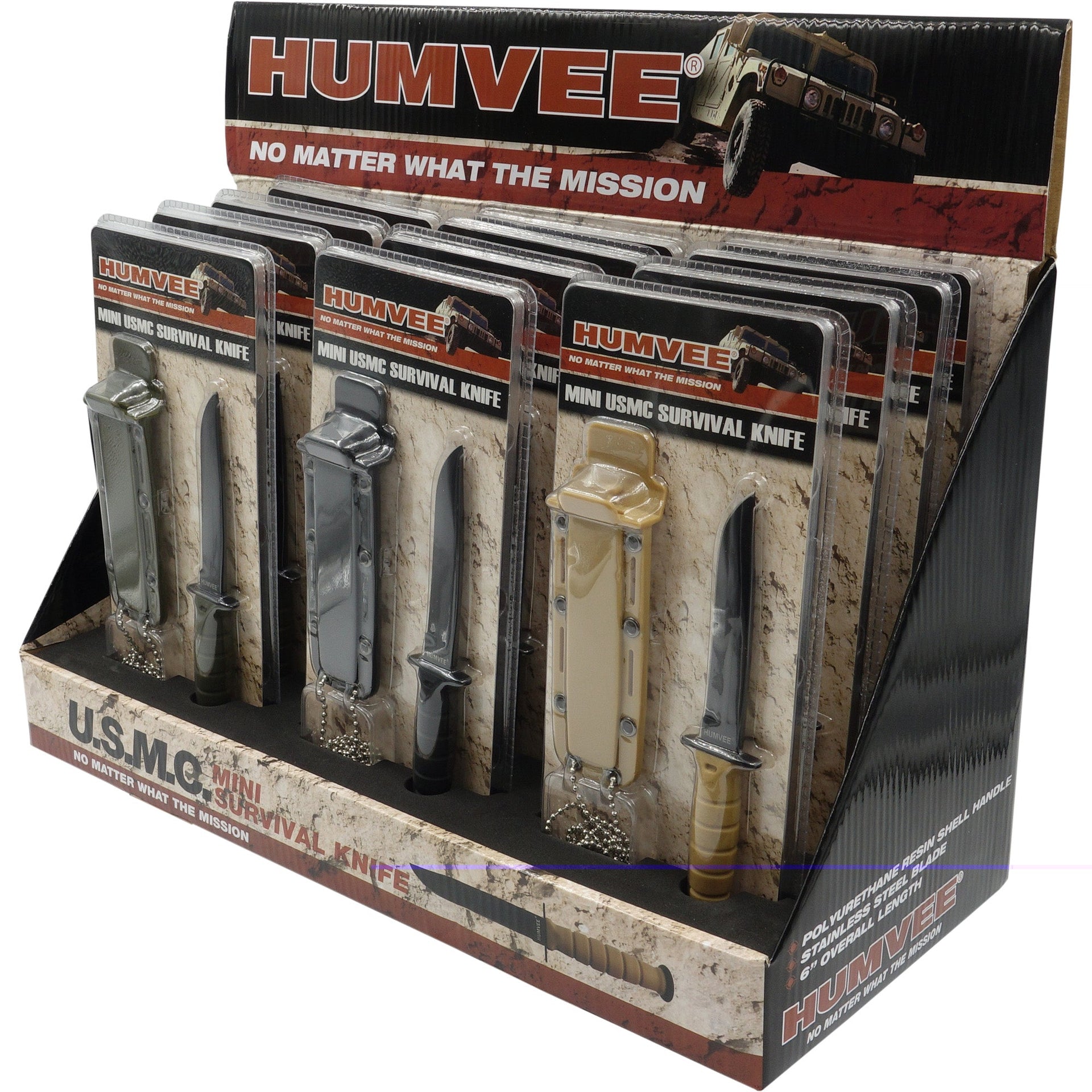 Cbg Humvee Neck Knife Display 12pc Caliber Gourmet