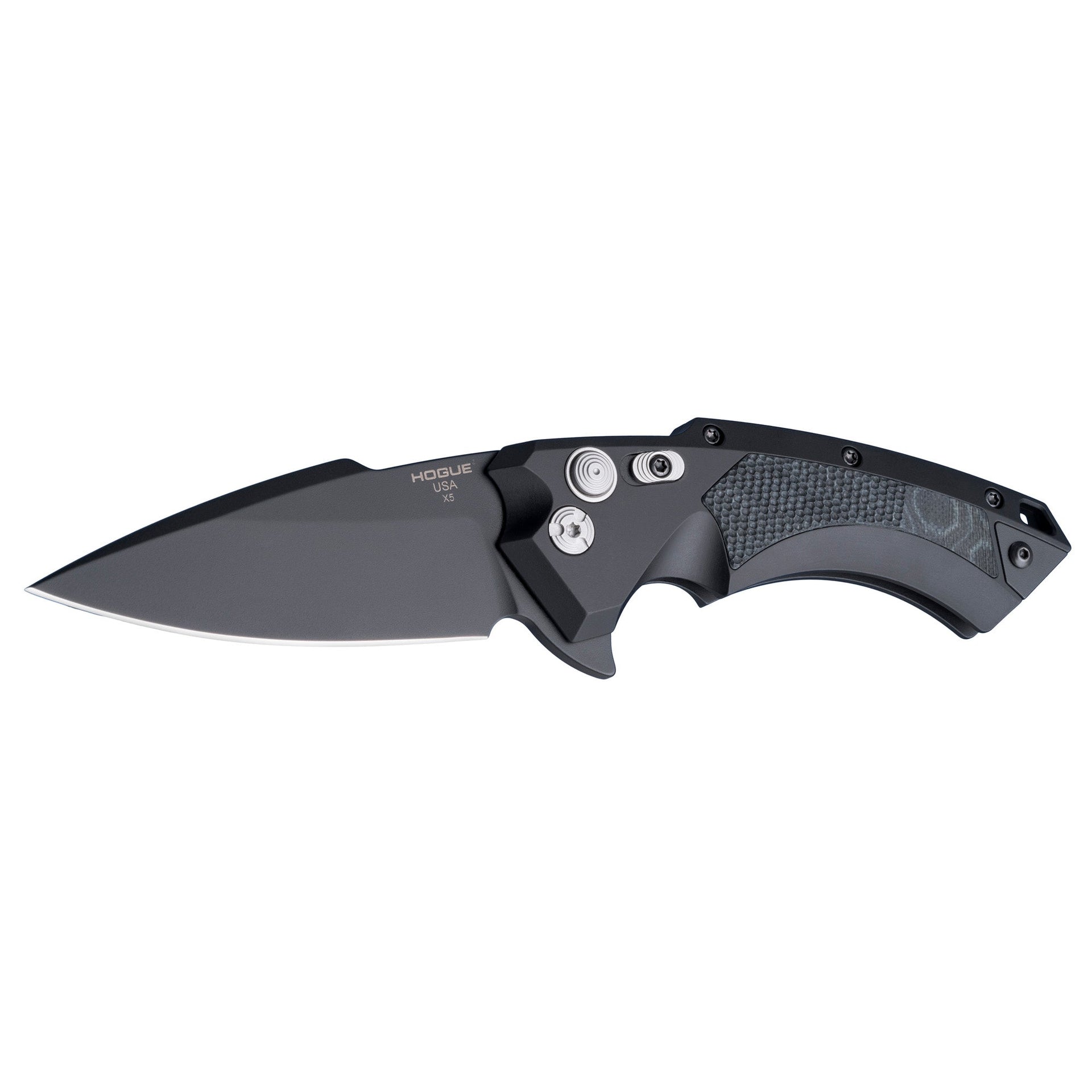 Hogue X5 3.5" Spear Pnt Blk/blk G10 Hogue