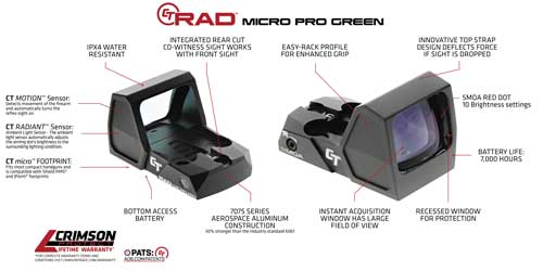 Crimson Trace Reflex Sight Rad - Micro Pro 5moa Green Dot Crimson Trace