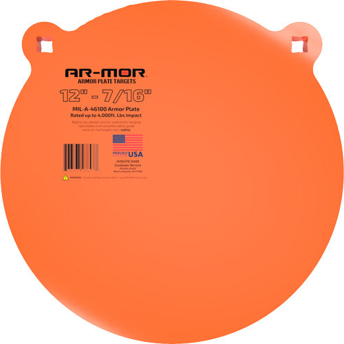 Ar-mor 12" Mil41600 Steel Gong - 7/16" Thick Steel Orange Round Ar-mor