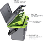 Pelican Coolers Im 14 Quart - Dkgray/green W/dry Storage Pelican