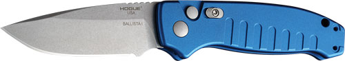 Hogue Ballista-i Button Auto - Drop Point Blade Tmbld Blu 3.5 Hogue