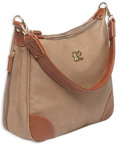 Bulldog Concealed Carry Purse - Hobo Style Taupe W/tan Trim Bulldog