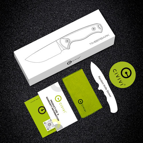 Civivi Knife Timberbark 3.2" - Fixed Green Micarta/blk Stnwsh CIVIVI