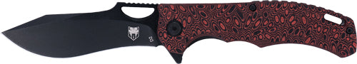Cobratec Nighthawk Folder - 3.62" Black D2 Blade/red G-10 Cobratec Knives