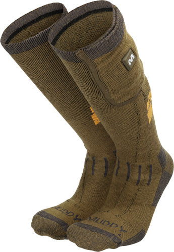 Muddy Nucleus Heated Socks - Brown Clay Large/x-large Muddy Apparel