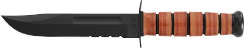 Ka-bar Fighting/utility Knife - 7" Srrtd W/lthr Shth Us Army Ka-Bar Knives