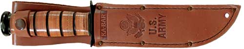 Ka-bar Fighting/utility Knife - 7" Srrtd W/lthr Shth Us Army Ka-Bar Knives