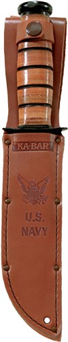 Ka-bar Fighting/utility Knife - 7" W/leather Sheath Us Navy Ka-Bar Knives