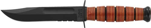 Ka-bar Fighting/utility Knife - 5.25" Shrt W/lthr Usmc Serrtd Ka-Bar Knives