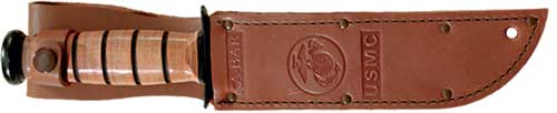 Ka-bar Fighting/utility Knife - 5.25" Shrt W/lthr Usmc Serrtd Ka-Bar Knives
