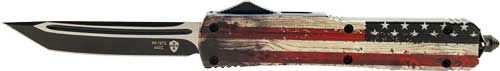 Templar Knife Slim Otf Wood Us - Flag 3.1" Black Tanto Templar Knife