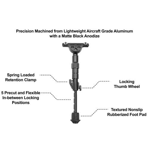 Utg Bipod Recon Flex M-lok - Matte Blk Center H 5.7"-8" UTG